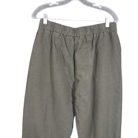 IXIMO Linen Blend Wide Leg Barrel Pants Green Size Large Lagenlook Balloon - Picture 5 of 10